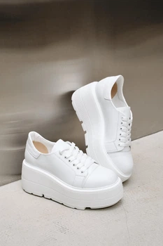Жіночі демісезонні кеди PARADIZE SHOES із білої шкіри на високій підошві 40 розмір (устілка 26,8 см)