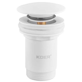 Донный клапан для раковины Koer PW-07-03 1 1/4'' с переливом автоматический СLICK-СLACK (Цвет белый)