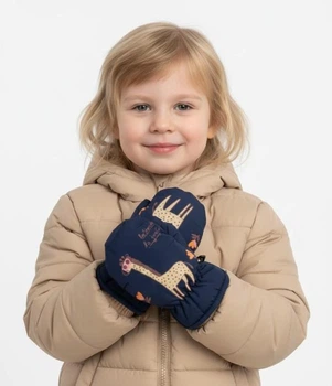 Детские перчатки лыжные с жирафом, на возраст 3-5лет 12-47 Синие