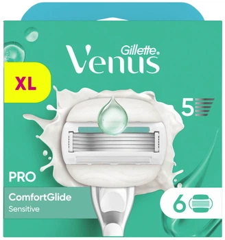 Змінні картриджі для гоління (леза касети) жіночі Gillette Venus PRO Comfortglide Sensitive з 5 лезами 6 шт