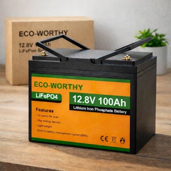Акумулятор ECO-WORTHY LiFePO4 12 V 100 Ah (Літій-Залізо-Фосфатний) (SMART BMS ) 1280 Wh
