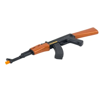 Дитячий автомат AK47-1 зі звуковими та світловими ефектами пластикові патрони 63 см чорний з коричневим