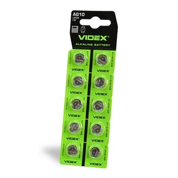 Батарейка часовая Videx AG10/LR1130 BLISTER CARD 10шт 23270