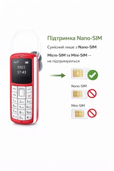 Міні-телефон BM30 Bluetooth, MP3, тривалий режим очікування червоний