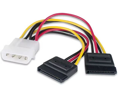 Кабель переходник для питания жестких дисков U526 IDE Molex 4pin to 2xSATA Power Cable 20см (500328)