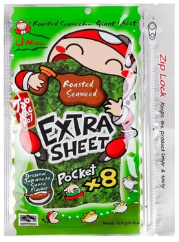 Чіпси Норі Tao Kae Noi Extra Sheet Pocket x8 sheets Roasted Seaweed Original 12.8г