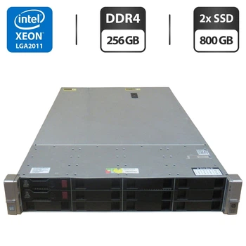 Сервер HP ProLiant DL380 Gen9 (4 LFF) 2U Rack / 2x Intel Xeon E5-2680 v4 (14 (28) ядра по 2.4 - 3.3 GHz) / 256 GB DDR4 / 800 GB SSD (SAS) / RAID HP Smart Array P440ar / 2x 500W б/у