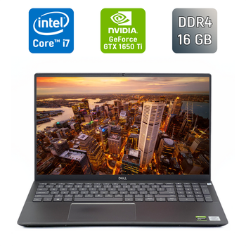 Игровой ноутбук Б-класса Dell Vostro 7500 / 15,6" (1920x1080) IPS / Intel Core i7-10750H (6 (12) ядер по 2,6 - 5,0 ГГц) / 16 ГБ DDR4 / 512 ГБ SSD / nVidia GeForce GTX 1650 Ti, 4 ГБ GDDR6, 128-бит / WebCam / Fingerprint б/у