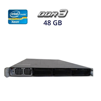 Сервер Supermicro 1U / 2x Intel Xeon X5670 (6 (12) ядер по 2.93 - 3.33 GHz) / 48 GB DDR3 / Без HDD / 2x nVidia Tesla M2090, 6 GB GDDR5, 384-bit / 1400W Gold б/у