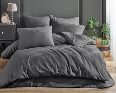 Постільна білизна євро Charlotte Stripe Satin Antrasit антрацит 4110