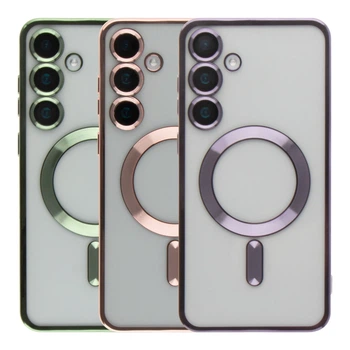 Протиударний Чохол TPU Metallic Full Camera with Magsafe для Samsung Galaxy S24 5G (S921) Red