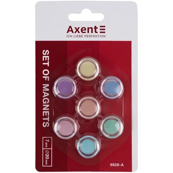 Набір магнітів Axent 20 мм 7 шт Pastelini (9828-А)