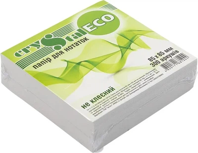 Папір для нотаток CRYSTAL ECO 85х85мм 300арк. не клеєний (33.65)