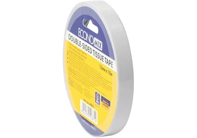 Скотч двосторонній Economix TISSUE 12мм х 10м білий 80 мкм (E40831)