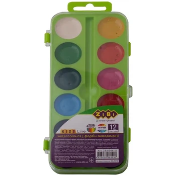 Фарби акварельні Zibi 12 кол без/п біла пластикова коробка KIDS Line (ZB.6544-08)
