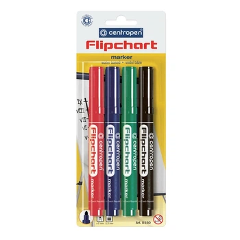Набір маркерів для фліпчартів Centropen Flipchart асорті 2.5 мм круглий блістер 4 шт. (8550/4/BL)