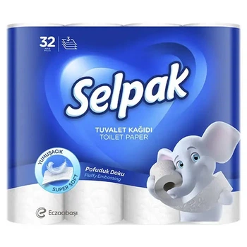 Туалетний папір Selpak Premium целюлозний 3-х шаровий 18,6м 32 рул/уп на гільзі (2905025)
