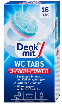 Таблетки для чищення унітазу від вапняного та сечового каменів Denkmit WC Tabs 16 шт