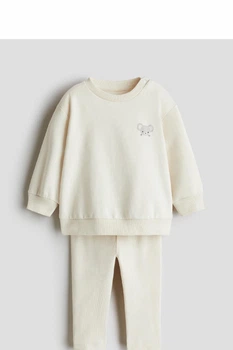 Дитячий трикотажний комплект H&M світшот та легінси Молочний 86 см 1170051 (4821000361542)