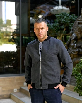 Чоловічий бомбер кашеміровий UA XL темно-сірий