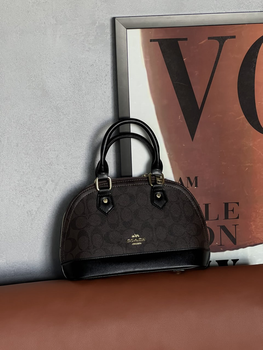 Женская сумка Coach мини эко-кожа 1 отделение открытый карман регулируемый ремень 122 см коричневый 24×18×11 см (Premium-A222)