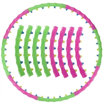 Обруч для похудения массажный разборный Хула Хуп Hula Hoop DOUBLE GRACE MAGNETIC 8 секций салатово-розовый магнитный тренажер для талии и сжигания жира