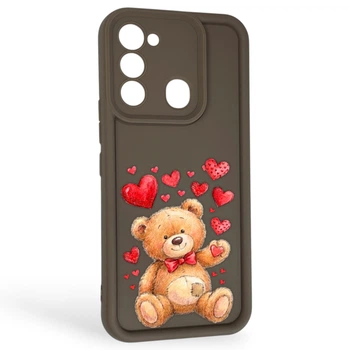 Чехол силиконовый Soft Touch с 3D принтом милый мишка для Tecno Spark Go (KG5m) коричневый (Полная защита камеры)