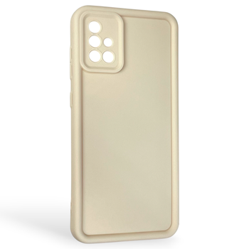 Чехол силиконовый Soft Touch для Samsung Galaxy A71 (SM-A715F) молочный (Полная защита камеры)