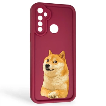 Чехол силиконовый Soft Touch с 3D принтом мема сибу для Realme C3 бордовый (Полная защита камеры)