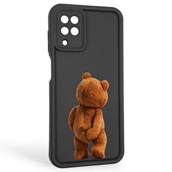 Чохол силіконовий оригінальний Soft Touch з 3D принтом кумедний тед ведмідик для Samsung Galaxy A12 (SM-A127F) чорний (Повний захист камери)