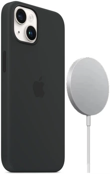 Чехол противоударный силиконовый Silicone Case with MagSafe для Apple Iphone 15 (6.1") Midnight Black