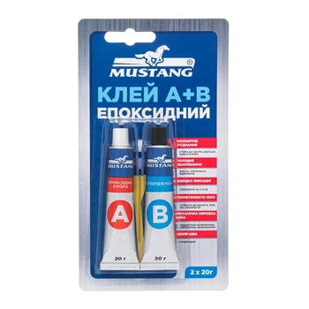 Клей эпоксидный Mustang двухкомпонентный А+В 2 шт. х 20 г графитовый MG10