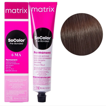 Крем-краска Matrix SoColor Pre-Bonded Cream Permanent №6MA Темный пепельный блондин мокко 90 мл (26548WB)