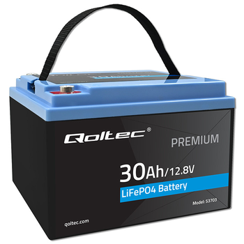 Акумуляторна батарея Qoltec LiFePO4 Літій-залізо-фосфатний 12.8V 30Ah 384Wh BMS 53703 (5901878537030)