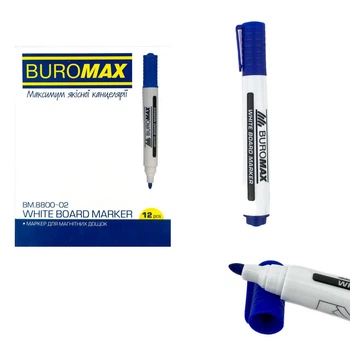 Маркер перманентный синий BUROMAX BM8800-02 для флипчарта 2-4 мм.