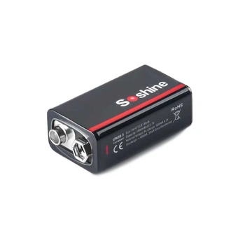 Аккумулятор крона 6F22 Soshine 9V 1000 mAh с Type-C зарядкой / Батарейка аккумуляторная