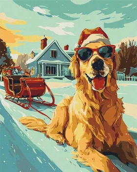 Картина за номерами Хвостатий Санта 40x50 Brushme (BS54500)
