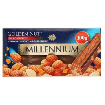 Шоколад Millennium Golden Nut молочний з мигдалем та курагою 100 г