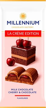 Шоколад Millennium La Creme Edition молочний з кремовою та вишневою начинками 100г