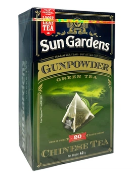 Чай Sun Gardens Gunpouder зелений в пакетиках-пірамідках 20 шт х 2 г (1007)