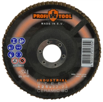 Круг зачистной лепестковый PROFITOOL INDUSTRIAL 125x22,23 мм, CERAMIC 80 (76017)