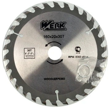 Пиляльний диск Werk 160×20 мм, 30 зубів (дск029))