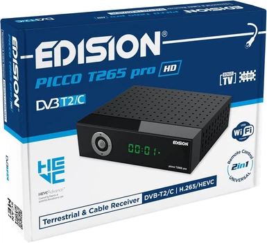 Цифровой HD-тюнер T265 Pro, вход USB Wi-Fi, ТВ-ресивер DVB-T2/C, Full HD H.265 HEVC, PVR, HDMI, SCART, S, PDIF - Уценка