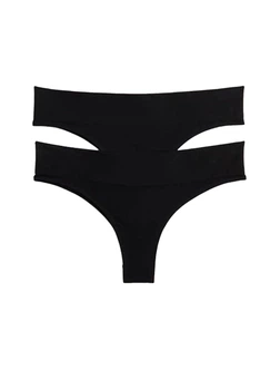 Женские трусики бразилиана бесшовные комплект 2 шт H&M M (46-48) черный (13724)