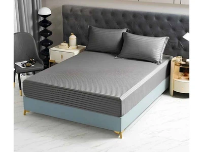 Простирадло на резинці MALLORY HOME 160*200 страйп-сатін арт.22128-36 графіт