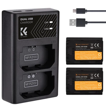 Комплект из двух аккумуляторов и зарядного устройства K&F Concept NP-FZ100 2280mAh для камер Sony (KF28.0016)