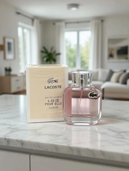 Женские духи Lacoste L12.12 Pour Elle Elegant 90 мл, цветочно-фужерный аромат с ванилью, нежный элегантный шлейф
