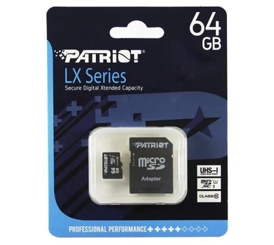 Карта пам'яті microSDXC, 64Gb, LX, Class10 Patriot (2000003386109)