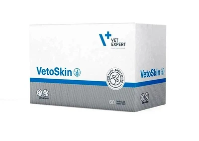 Витаминно-минеральный комплекс для кошек и собак Вет Эксперт Ветоскин Vet Expert VetoSkin для поддержания здоровья кожи и качества шерсти 60 капс (200546)