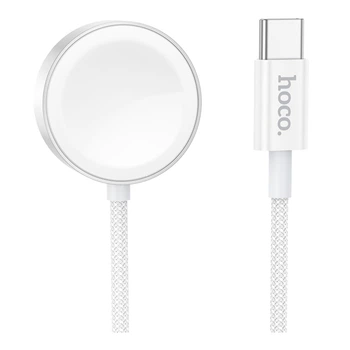Беспроводное зарядное устройство Hoco CW59 с моделями Apple Watch (серии 1–9, SE, Ultra) и Samsung Galaxy Watch (серии 2–6 ) White